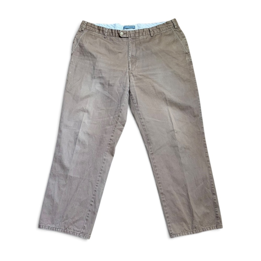Peter Millar Mens Brown Flat Front Chino Pants Size 40 Cotton Twill Trousers
